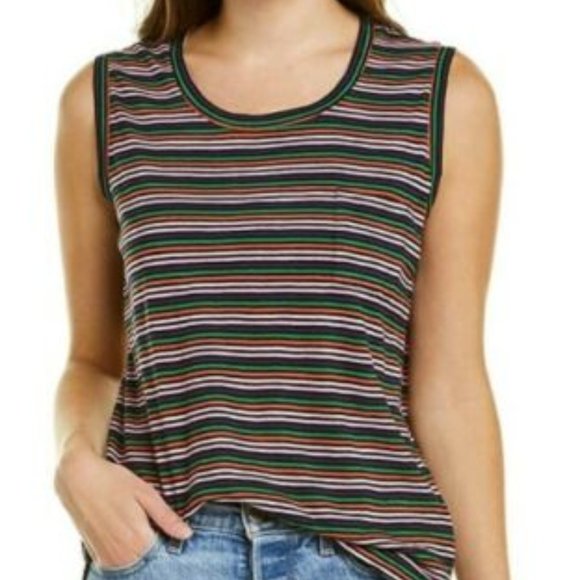 Madewell One Pocket Stripe Muscle Tank Top Women/'s Size Medium New
